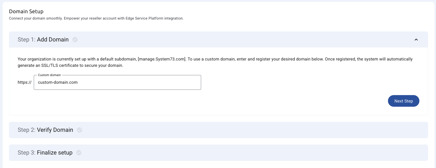 Domain Page Step 1 valid
