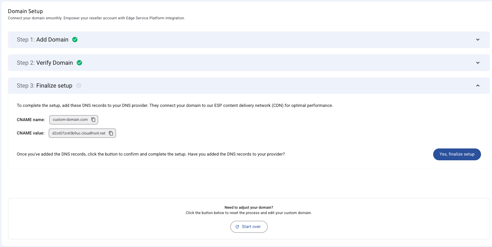 Domain Page Step 3