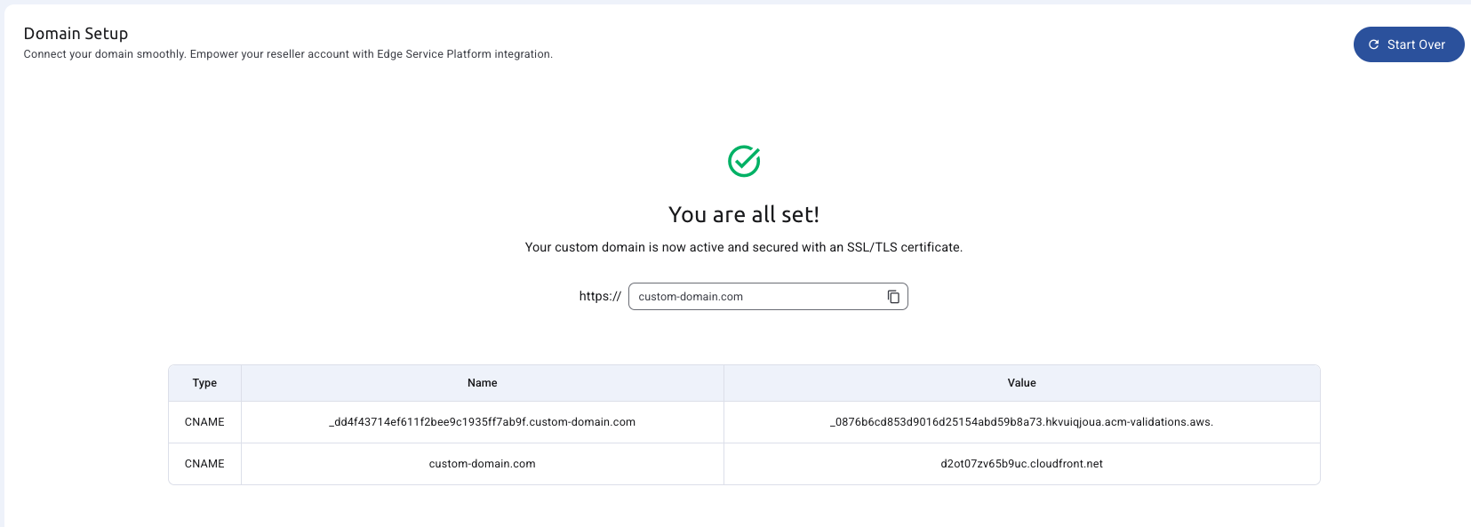 Domain Page Final Step